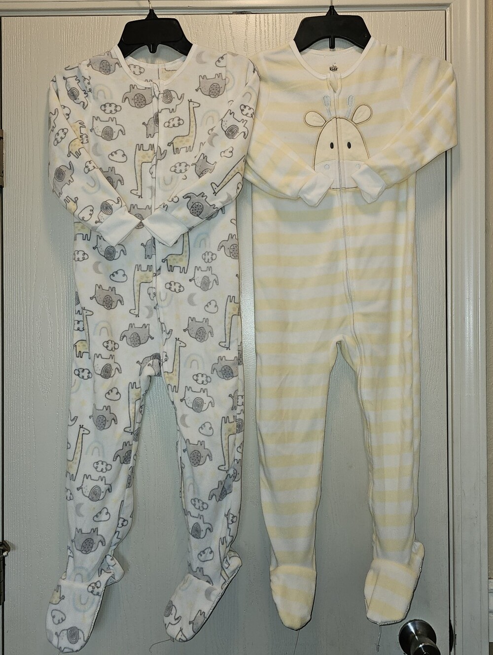 5T Whimsical Jungle Safari Friends giraffes elephants Fleece Rompers Sleepers